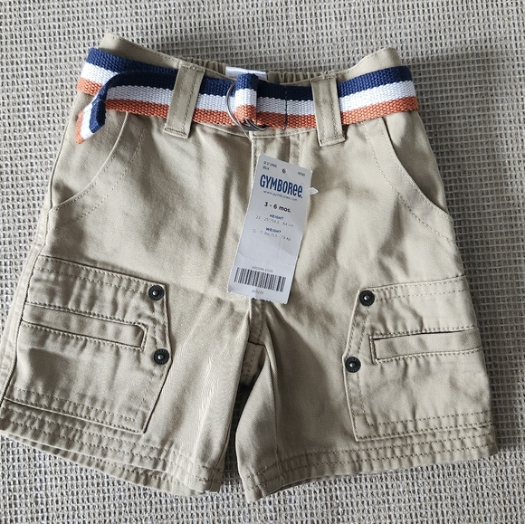 New Gymboree Baby Boy's Khaki Shorts with belt 3-6 months - Picture 3 of 4